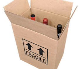 270 Strong Cardboard 6 Bottle Wine Boxes 275mm x 190mm x 335mm Printed Fragile