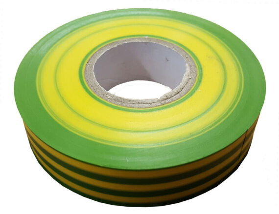 19mm x 33m Yellow Green Flame Resistant Electrical PVC Tape Qty 3 Rolls