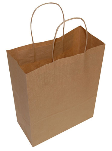 Brown Paper Carrier Bags for Gifts or Retail 240mm x 110mm x 320mm Pack of 20