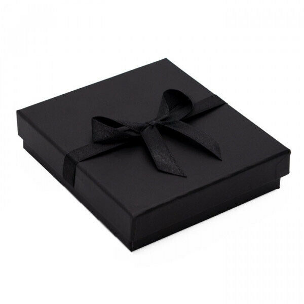 Black Gift Box for Bracelets with Satin Ribbon 103mm x 95mm x 25mm Qty 1 Box