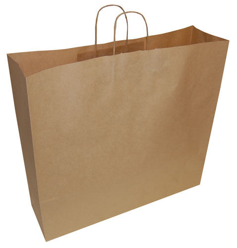 20 Extra Large Jumbo Brown Paper Carrier Gift Retail Bags 540mm x 150mm x 490mm