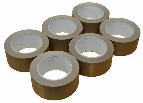 75mm x 50m Kraft Paper Tape Eco Friendly with Bio Degradable Adhesive Pack of 6