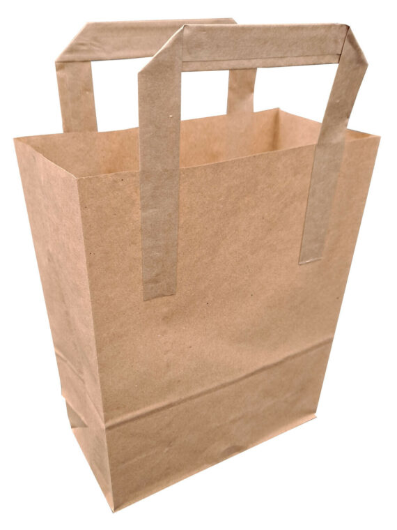 Brown Kraft Paper Carrier Bags with Handles for Takeaway Food Retail 3 Sizes