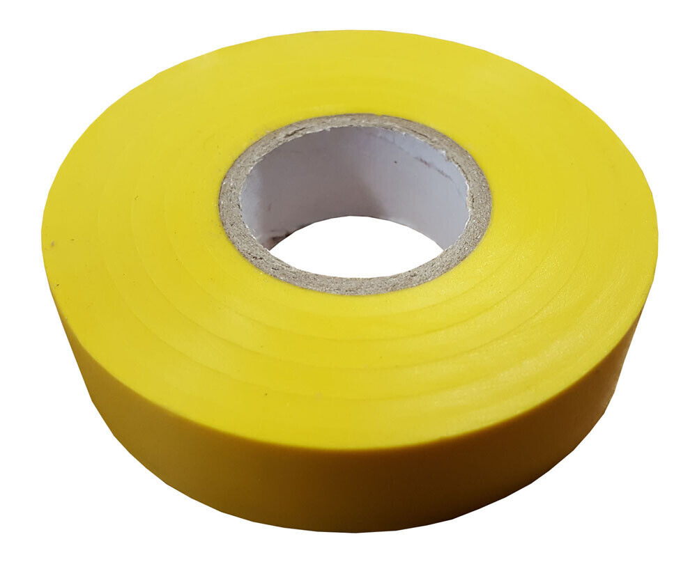 19mm x 33m Yellow Flame Resistant Electrical PVC Tape Qty 3 Rolls