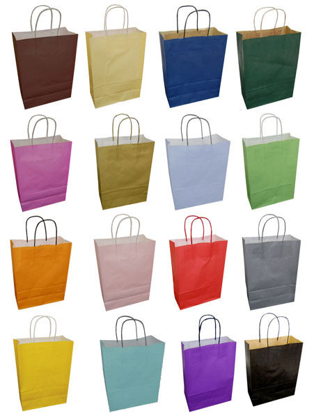 Coloured Party Gift Clothes Kraft Twisted Paper Handle Carrier Bags 
