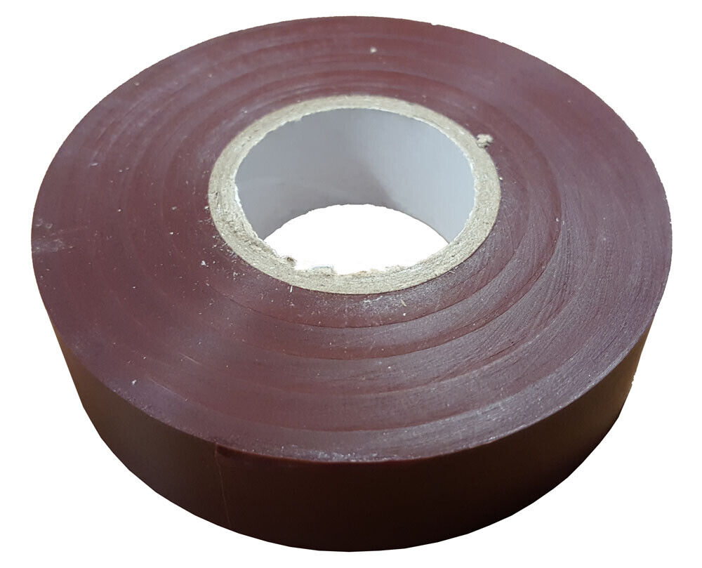 19mm x 33m Brown Flame Resistant Electrical PVC Tape Qty 12 Rolls
