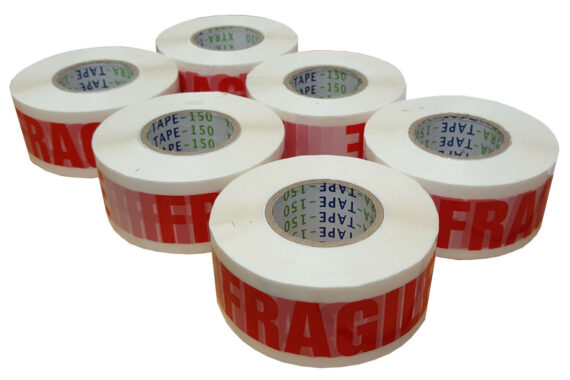 48mm x 150m Extra Long Fragile Printed Adhesive Parcel Tape Qty 6 Rolls