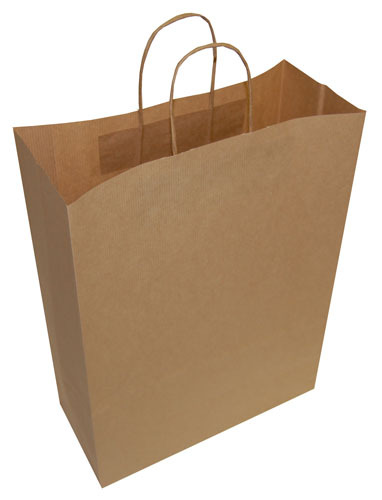 Brown Paper Carrier Bags for Gifts or Retail 320mm x 120mm x 410mm Pack of 150