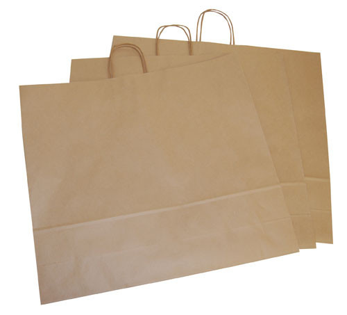 Brown Paper Carrier Bags for Gifts or Retail 540mm x 150mm x 490mm Pack of 20