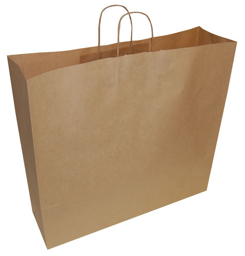 Brown Paper Carrier Bags for Gifts or Retail 540mm x 150mm x 490mm Pack of 20