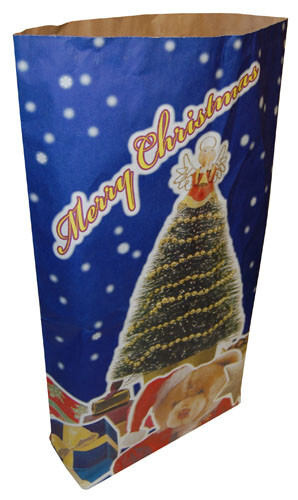 Paper Christmas Present Santa Sack Stocking With Printed Festive Design Paper Christmas Present Santa Sack Stocking With Printed Festive Design